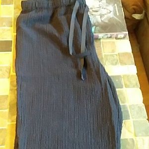 Orvis navy elastic waste pants w/ribbon drawstring